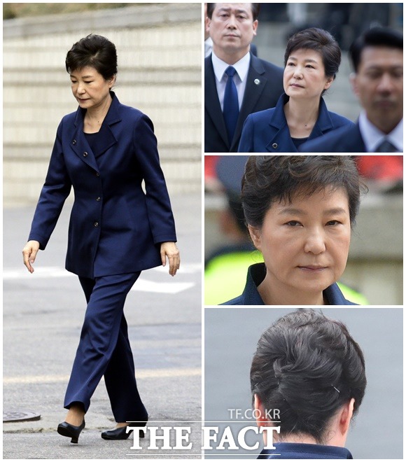 검찰 소환때와는 다르게 박근혜 전 대통령은 다소 긴장된 표정으로 영장실질심사를 받았다. /사진공동취재단