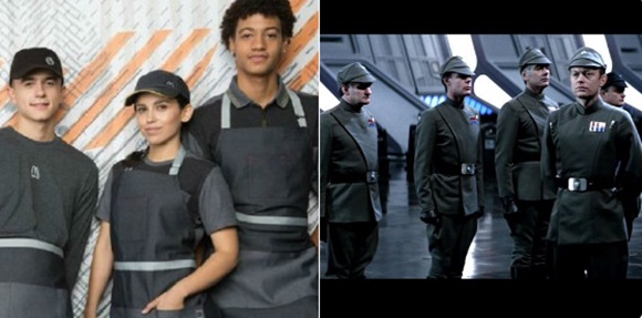 맥도날드가 새 유니폼을 공개한 가운데 영화 스타워즈 속 악당 제복과 닮은 유니폼이 논란이 되고 있다. /피터 머피 트위터 캡처