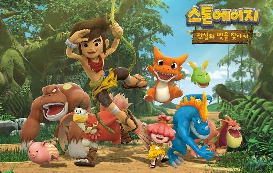 애니메이션 ‘스톤에이지: 전설의 펫을 찾아서’는 미래 석기시대를 배경으로 제작된다. 초보 조련사 우디의 활약을 다뤘다. /넷마블게임즈 제공