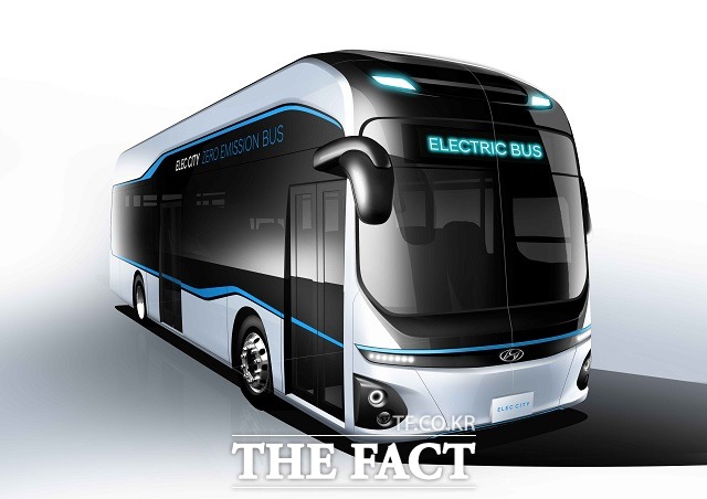 현대자동차가 16일 오는 2018년 초 출시를 앞둔 전동화 기반 무공해 버스 일렉시티의 렌더링을 최초로 공개했다. /현대자동차 제공