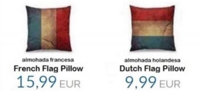 프랑스와 네덜란드 국기, 한 끗 차이가 가격 차이까지? 지난달 25일 한 온라인 커뮤니티에 올라온 비슷한 국기 사진이 관심을 모으고 있다. /온라인 커뮤니티 캡처