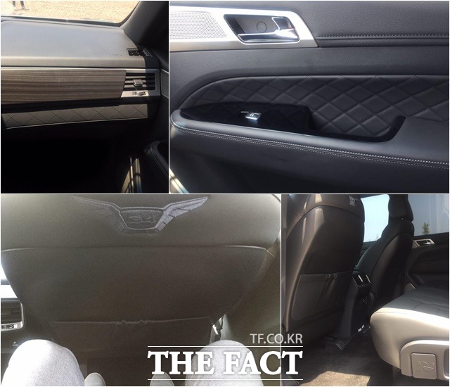 G4 렉스턴 시트백엔 G4 엠블럼 자수가 박혀있고, 2열엔 성인 남자가 앉아도 넉넉한 공간을 자랑했다. /이성로 기자