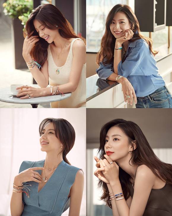 배우 박수진이 영국 럭셔리 주얼리 브랜드 M사와 여름 화보를 촬영, 대채로운 주얼리 스타일링을 선보였다. /모니카비나더