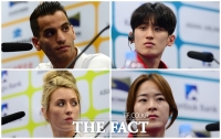 [TF포토] 세계태권도선수권대회 시작!…기자회견부터 팽팽한 기싸움