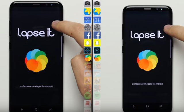 삼성전자의 갤럭시S8과 갤럭시S8플러스를 놓고 애플리케이션 실행 속도를 비교한 영상이 유튜브를 통해 공개됐다. /유튜브 영상 갈무리