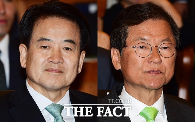국민의당 정동영(왼쪽), 천정배 의원이 다음 달 27일 열릴 국민의당 전당대회에 출마 선언을 했다. /배정한 기자