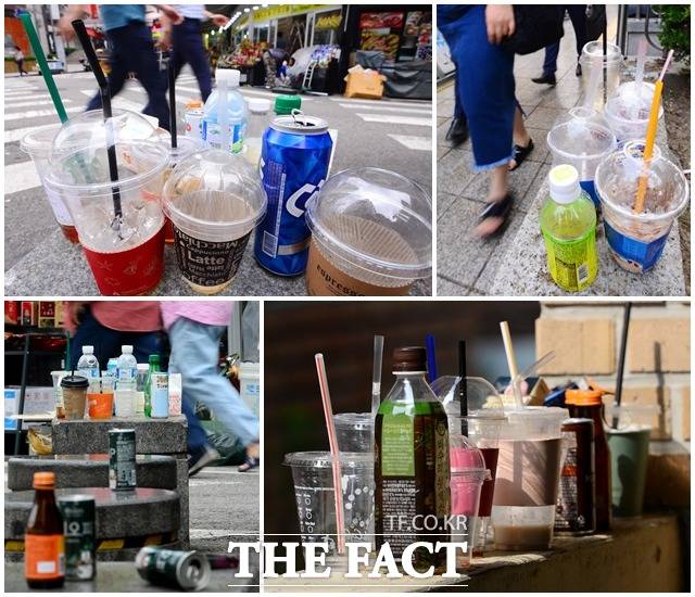 종로부터 광화문, 홍대입구, 대학로 등 유동 인구가 많은 지역에는 어김없이 많은 쓰레기들이 거리를 수놓고(?) 있다.