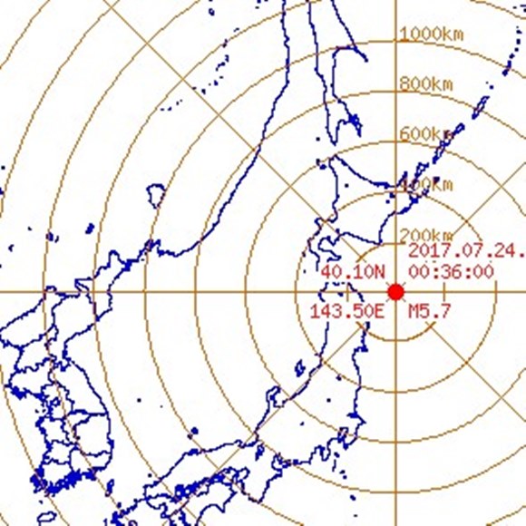 일본 동북부 해상에 규모 5.6 지진. 일본 동북부 해상에 규모 5.6 지진이 23일(GMT 기준) 일본 동북부 해상에서 발생했다. /기상청