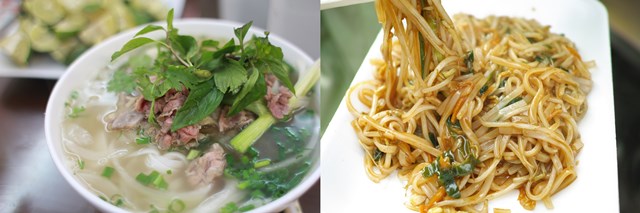 쌀국수, 각 나라별로 대표 종류 있다 쌀국수는 베트남 내에서 여러 가지일뿐 아니라 동남아 및 중국을 대표하는 종류가 있을 정도로 다양하다. 왼쪽은 베트남 쌀국수 포, 오른쪽은 태국 쌀국수 팟타이. /pixabay 제공