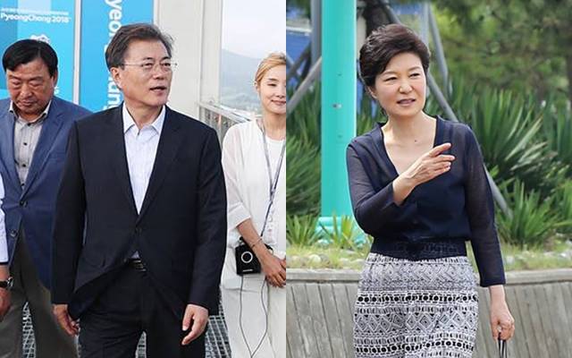 문재인 대통령(왼쪽)은 지난달 30일, 박근혜 전 대통령은 지난 2013년 7월 29일 취임 후 첫 휴가를 떠났다. /청와대, 박근혜 페이스북