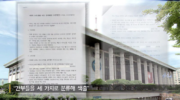 언론노조 KBS본부는 지난 18일 국정원이 작성한 KBS 조직개편 이후 인적 쇄신 추진 방안 보고서의 일부를 공개했다. /전국언론노동조합 KBS본부 제작영상 갈무리