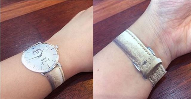 누리꾼들이 수제작한 이니 시계. 실제 시계 크기로 이미지를 프린트 한 뒤 오려내 손목에 찼다. /온라인 커뮤니티 갈무리