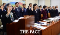 [TF포토] 박은정-피우진, 정무위 국감 받는 여성 기관장들