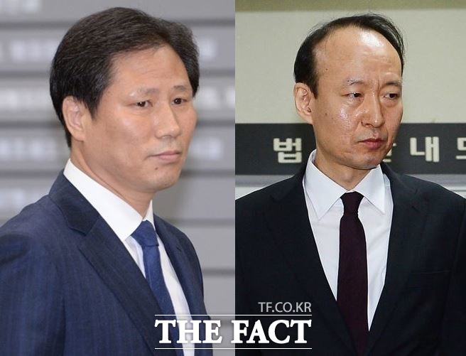 박근혜 정부 시절 이른바 문고리 3인방이라 불린 안봉근(왼쪽) 전 비서관과 이재만 전 비서관은 2일 오후 3시 권순호 영장전담 부장판사 심리로 구속 전 피의자 심문을 받는다. /더팩트 DB