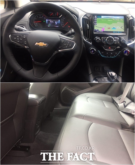 올 뉴 크루즈 디젤 내부 인테리어는 기존 가솔린 모델과 큰 차이를 보이지 않았지만, 뒷자석엔 실내 공기 순환을 돕는 에어덕트와 열선 시트를 신규 적용해 보다 쾌적하고 편안한 실내 거주성을 확보했다. /이성로 기자