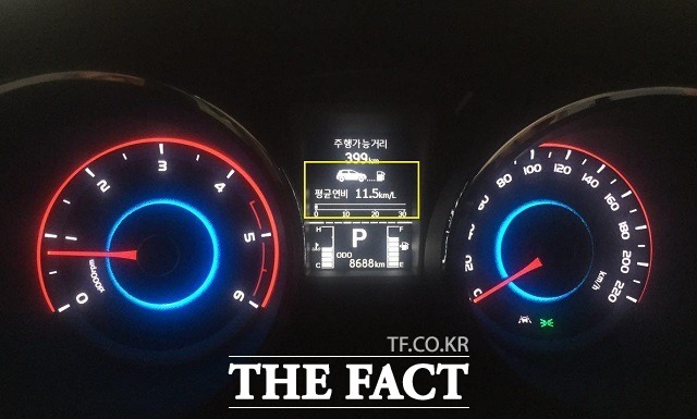 아쉬운 점이 있다면 3일 시승 동안 최고 평균 연비가 공식 복합 연비(13.9km/ℓ)보다 작은 11.5km/ℓ가 찍혔다. /이성로 기자