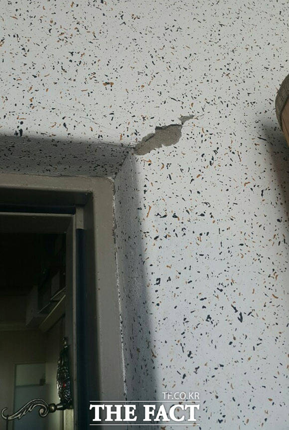 지진으로 파손된 주택 내벽. /독자제공