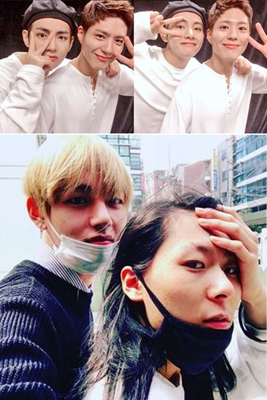 뷔의 황금인맥으로 배우 박보검, 가수 장문복이 있어 눈길을 끌고 있다. /(상단부터) 뷔-박보검(박보검 SNS), 뷔-장문복(장문복 SNS)