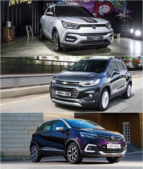 티볼리는 최근 4개월 동안 코나에 월판매량 1위 자리를 내줬지만, 월평균 판매량에서 1위를 달리고 있고, 트랙스는 전년 대비 플러스 성장을 기록했다. QM3는 지난 7월 페이스리프트를 거쳤지만, 소비자들의 외면을 받고 있다. /쌍용차, 한국지엠, 르노삼성차 제공