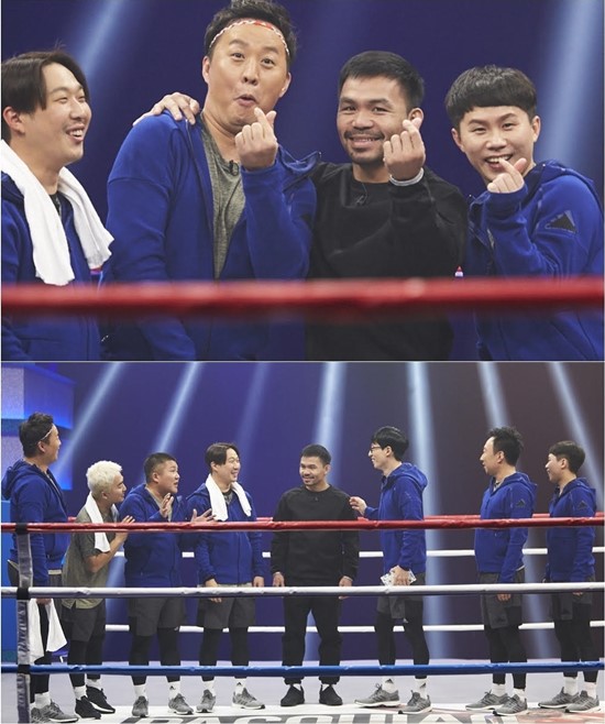 무한도전 스틸. 매니 파퀴아오(맨 위 왼쪽에서 두 번째)는 30일 방송되는 MBC 예능 프로그램 무한도전에 출연한다. /MBC 제공