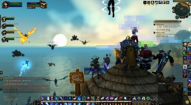 월드오브워크래프트 이용자들이 게임 속 해돋이 명소인 서부몰락지대에서 새해 첫 일출을 감상하고 있다. /유튜브 영상 캡처