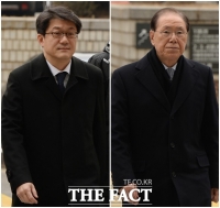 [TF포토] 굳은 표정으로 법원 출석하는 김진모-김백준
