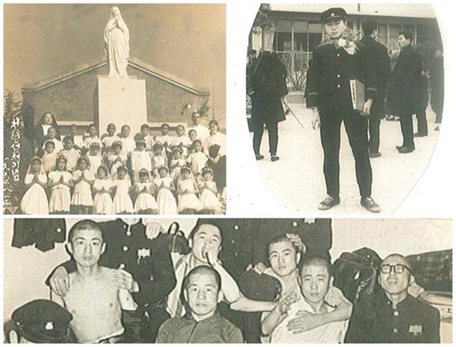 문재인 대통령은 1953년 가난한 실향민의 아들로 태어났다. 9살 때 첫 영성체 기념식과 중학교 졸업식, 고등학교 수학여행 때(오른쪽에서 세 번째) 찍은 사진(왼쪽 위부터 시계 방향) /문재인 대통령 트위터