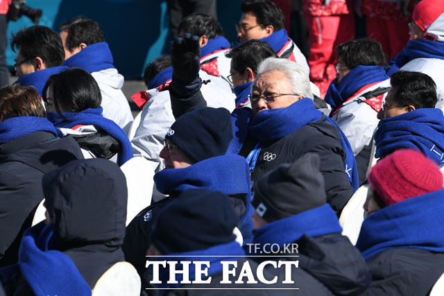 휴전벽 제막행사 참석한 장웅 북한 IOC 위원