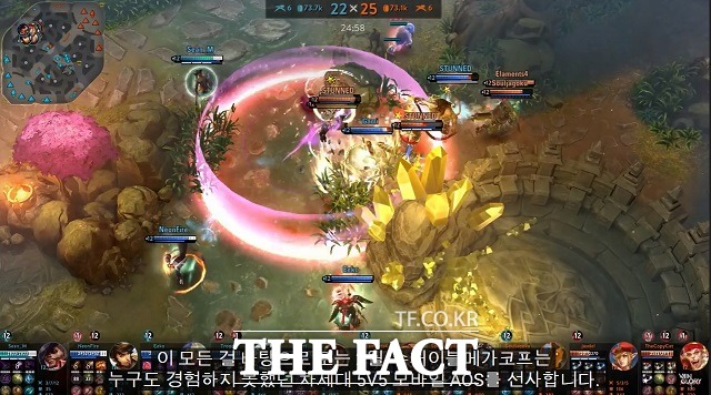 베인글로리는 미국 게임업체 슈퍼이블 메가코프에서 제작한 모바일 적진점령게임이다. 사진은 베인글로리 5V5 설명 영상 /유튜브 캡처