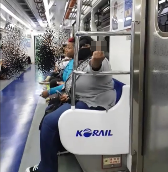 2일 흑인 외국인 여성 3명이 서울 지하철 4호선 열차 안에서 욕과 폭행을 하며 난동을 부린 사실이 SNS에 퍼져 논이 일었다. /SNS 캡처