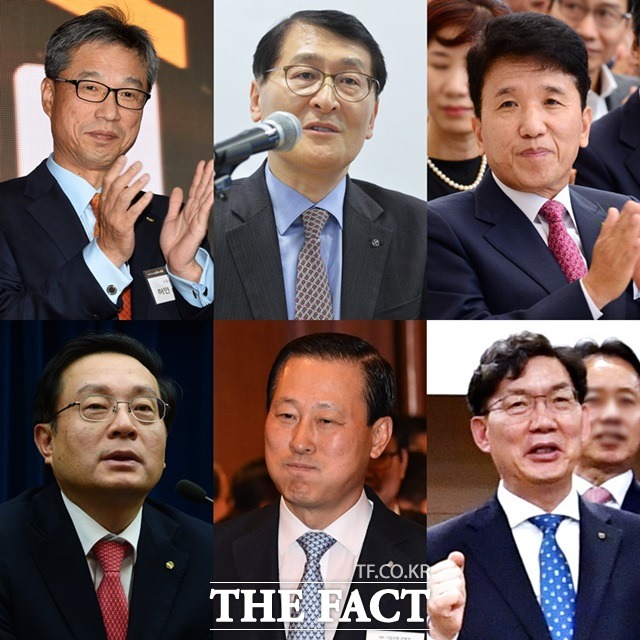 은행권 CEO들이 동남아시아 시장 진출에 힘을 쏟고 있다. 사진은 허인 KB국민은행장, 위성호 신한은행장, 함영주 KEB하나은행장, 이대훈 NH농협은행장, 김도진 IBK기업은행장, 손태승 우리은행장(왼쪽 위부터 시계방향) /더팩트 DB