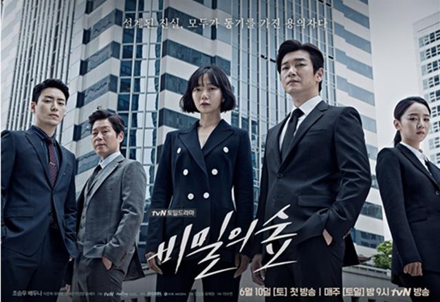 비밀의 숲은 2018 백상예술대상에서 TV 부문 대상과 극본상에 이어 출연 배우 조승우가 최우수상을 받으며 3관왕을 달성했다. /tvN 비밀의 숲 포스터
