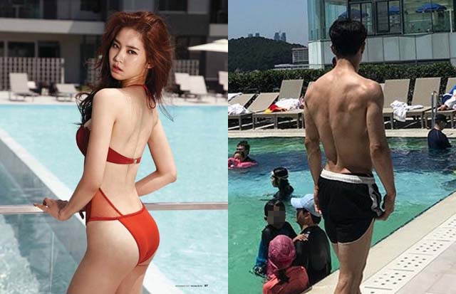 황승언(왼쪽)과 남자 친구는 큰 키에 탄탄한 몸매를 지녔다는 공통점이 있다. /맥심 제공, 황승언 남자 친구 인스타그램