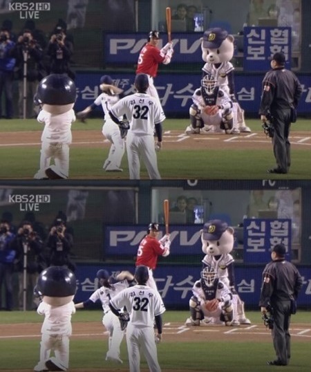 배우 홍수아가 강속구로 공을 던져 홍드로라는 별명을 얻었다. /KBS2 방송화면 캡처