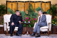 [TF포토] 김정은, 리셴룽 싱가포르 총리와 회담 '긍정적 결과 기대'