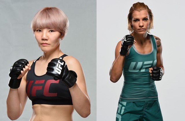 김지연, UFC 2연승 도전. 23일 오후 김지연(왼쪽)이 멜린다 파비앙 상대로 한국인 여성 파이터 최초 UFC 2연승에 도전한다. /스포티비 나우 제공