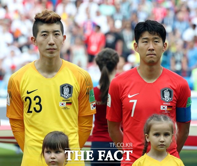 손흥민(오른쪽)과 조현우가 2018 러시아 월드컵 조별리그 개인 기록에서 상위권에 랭크됐다. /카잔(러시아)=뉴시스