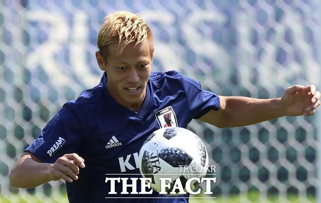 벨기에-일본, 8강 길목 격돌! 일본의 백전노장 혼다 게이스케가 벨기에-일본 경기에서도 좋은 활약을 펼칠 수 있을까. /사진=AP.뉴시스