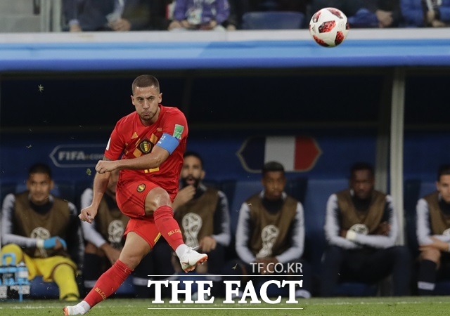 벨기에의 주장 에덴 아자르(사진)가 2018 러시아 월드컵에서 모두 40회의 드리블 돌파에 성공하며 리오넬 메시와 이스코를 제치고 최고의 드리블러 자리에 올랐다. /사진=AP, 뉴시스