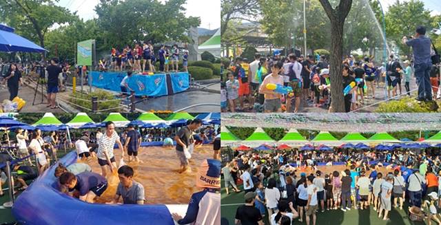 양구 배꼽축제 성황리 종료. 국토정중앙에서 열린 양구 최대 배꼽축제 에 함께한 시민들은 더위를 시키는 물놀이로 흥겨음을 만킥하고 있다. /한국축제문화진흥협회 제공