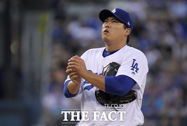 16일(한국시간) 복귀전에 나선 류현진이 6이닝 무실점 호투를 이어가며 LA다저스의 연장 12회 4-3 승리에 밑거름이 됐다. /사진=뉴시스