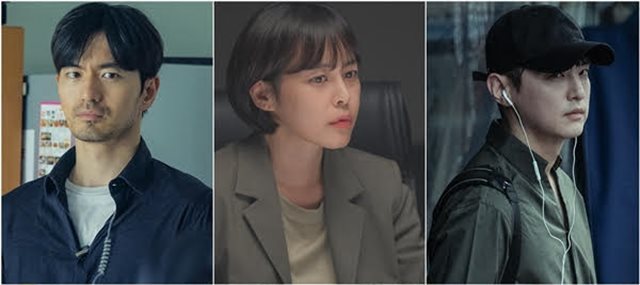 OCN 보이스2에서는 배우 이진욱 이하나 권율(왼쪽부터)이 주연배우로 활약했다. /OCN 제공