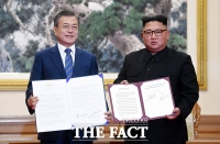 [평양회담] 평양공동선언 합의문에 사인한 남북 정상