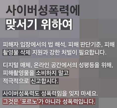 사이버 성폭력에 맞서기 위한 대응방안에 대해 제시하고 있는 한국 사이버 성폭력 대응센터. /한국 사이버 성폭력 대응센터 SNS