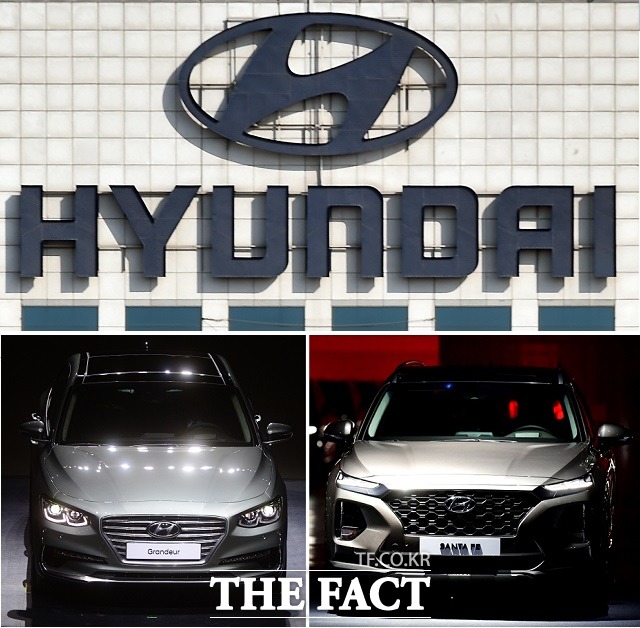 현대자동차가 지난 10월 내수 시장에서 그랜저(왼쪽)와 싼타페의 판매 호조세에 힘입어 지난해 같은 기간 대비 25.0% 늘어난 6만6288대를 판매했다고 1일 밝혔다. /더팩트 DB