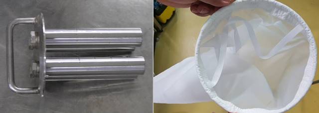 자동 살균과정을 거쳐 완벽하게 살균된 조제액은 수분 건조를 위한 예비단계로 이송돼 고형분 함량을 45% 수준으로 농축한다. 이 과정에서 강력한 자석봉(왼쪽)과 0.08㎜의 바스켓 필터를 통해 이물질을 제거한다. /남양유업 제공