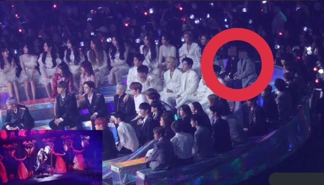 배우 손태영이 2018 MMA에 시상자로 참석한 가운데 아들 권룩희와 조카를 가수석에 앉혀 혜택 논란에 휩싸였다. /온라인커뮤니티 캡처