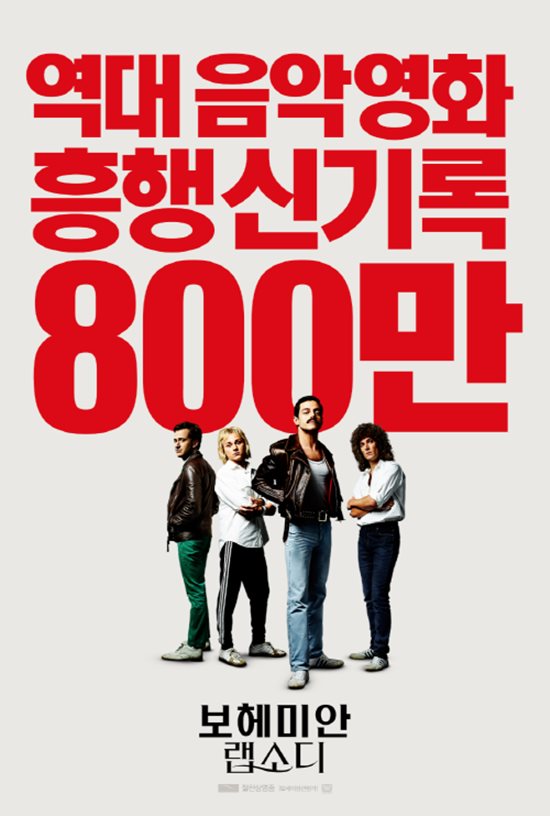 영화 보헤미안 랩소디는 17일 누적 관객 800만 명을 돌파했다. /보헤미안 랩소디 포스터