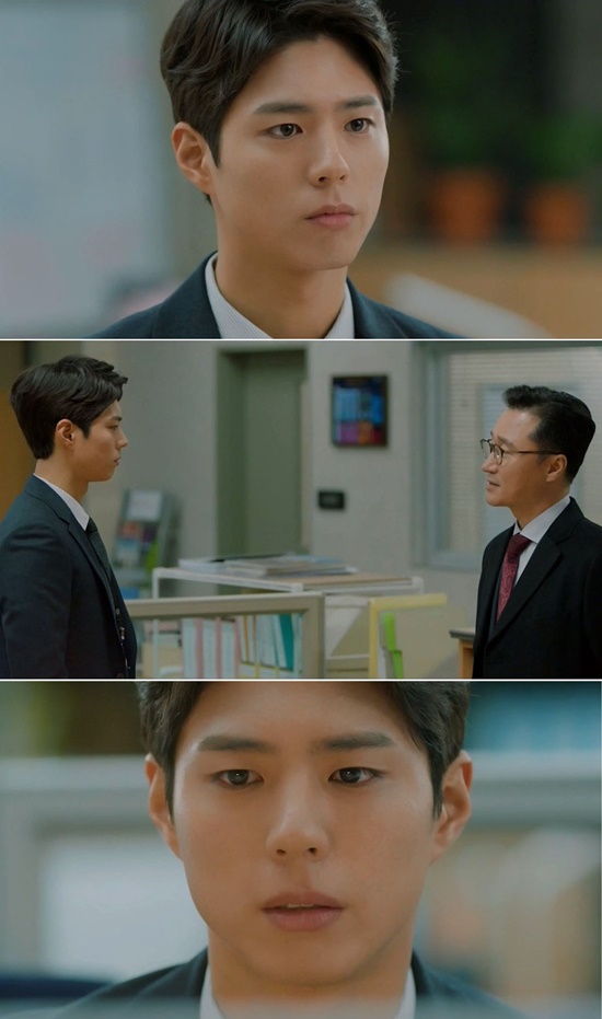 tvN 수목드라마 남자친구에서 박보검이 주인공 김진혁이라는 인물의 감정을 선세하게 연기한다./tvN 남자친구 방송캡처