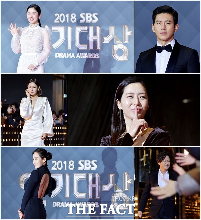 2018 SBS 연기대상이 31일 오후 서울 마포구 상암산로 SBS프리즘타워에서 열린 가운데 대상후보인 장나라와 고수, 송윤아, 감우성, 김선아, 김소연(왼쪽 위부터 시계방향)이 포토타임을 갖고 있다. /이덕인 기자